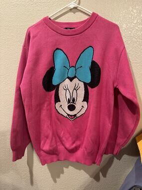 NWT Disney Minnie Mouse Bow Icon Sweater - Pink M